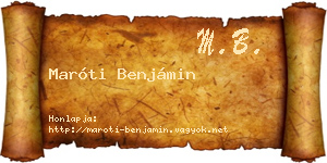 Maróti Benjámin névjegykártya